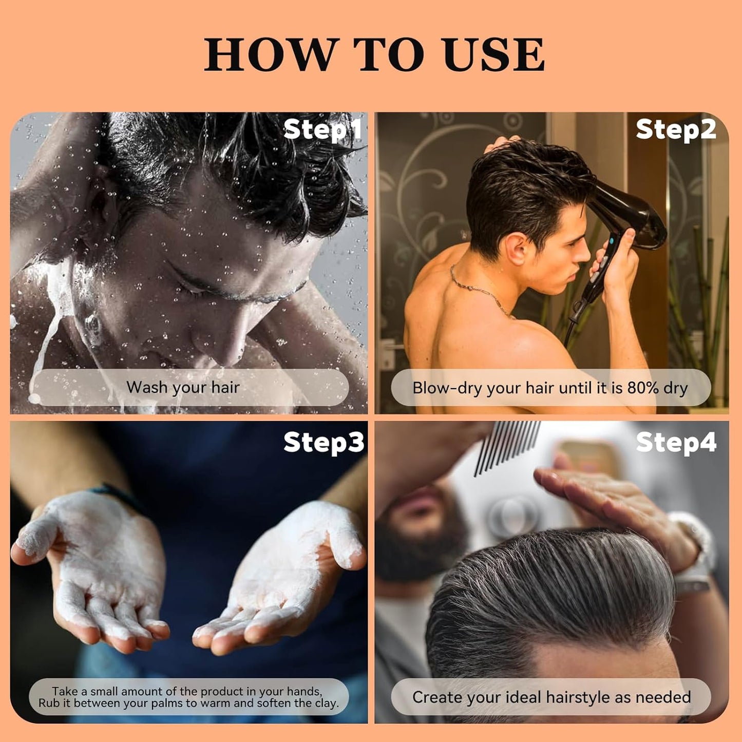 GRIMSON Hair Clay for Men - Strong Hold, Matte Finish, Ideal for All Hair Types & Styles, Easy to Wash Out, Improves Texture & Thickness, Easy to Apply (100g / 3.5oz)