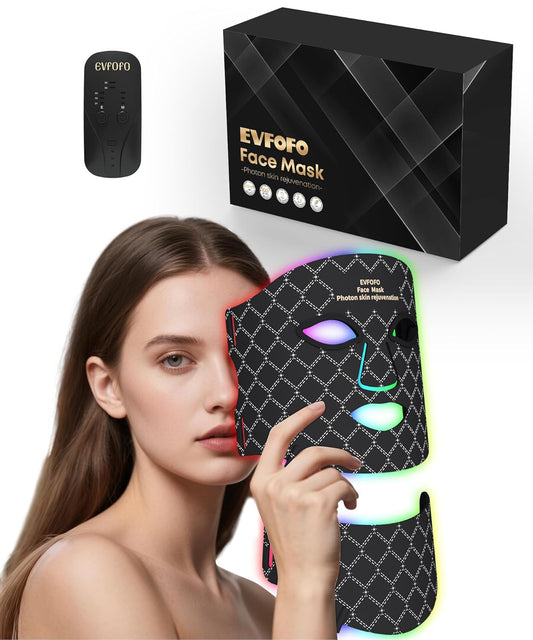 Red Light Therapy for Face, 7 Colors LED Face & Neck Mask Light Therapy At Home, Led Face Mask Light Therapy, Black