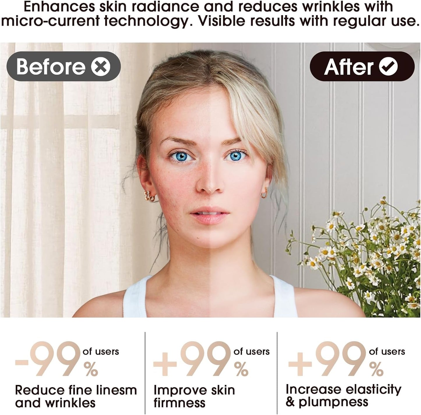 Face & Neck Massager | White LED Red-Light-Therapy-for-Face and Neck, Red Light Therapy Wand, 3 Color Led Massager for Skin Care