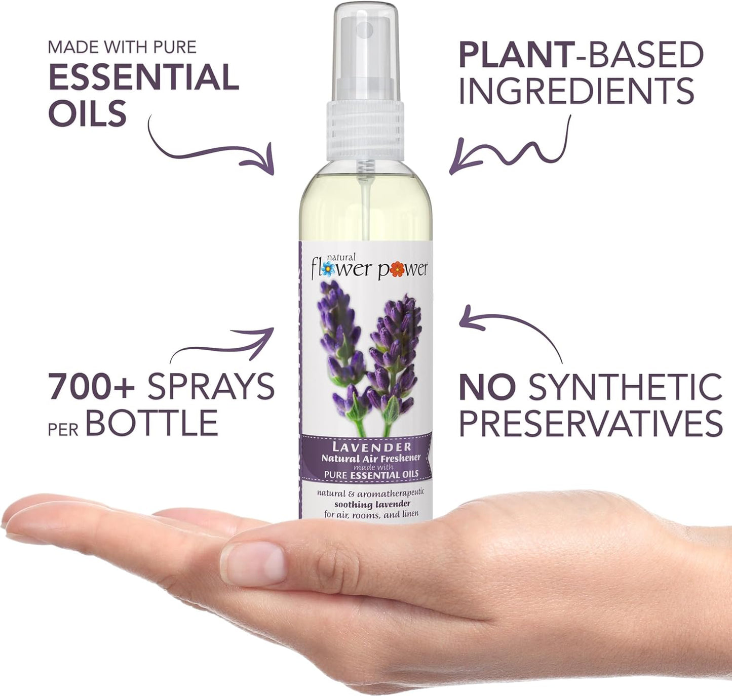 Air Freshener Spray - Odor Eliminator with Essential Oils for the Home, Car & Fabric - Cruelty Free & Vegan - Lavender + Peppermint & Lemon - 2 x 4 oz