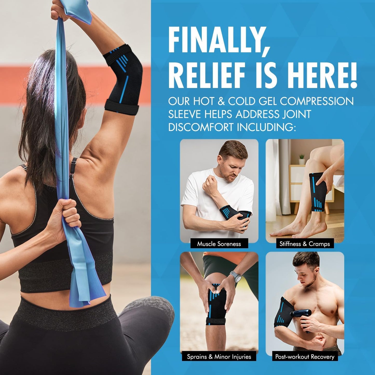 Perfect Remedy Freeze Sleeve - Hot & Cold Arm Ice Pack Wrap Compression - Tennis Elbow Cold Pack Compression for Support in Injuries - Ice Sleeve for Knee, Elbow (Large-X Large)