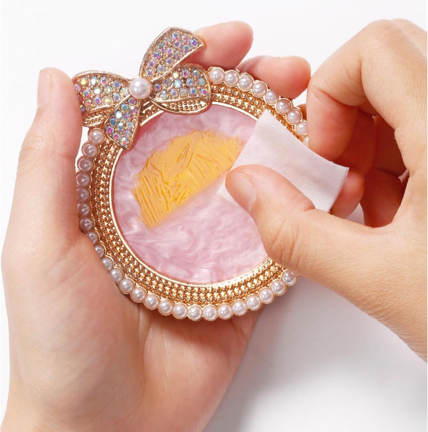 4Pcs Resin Nail Art Plalette Nail Polish Mixing Plate Gel Palette Manicure Tool for Nail Art Display (Pink Silver)