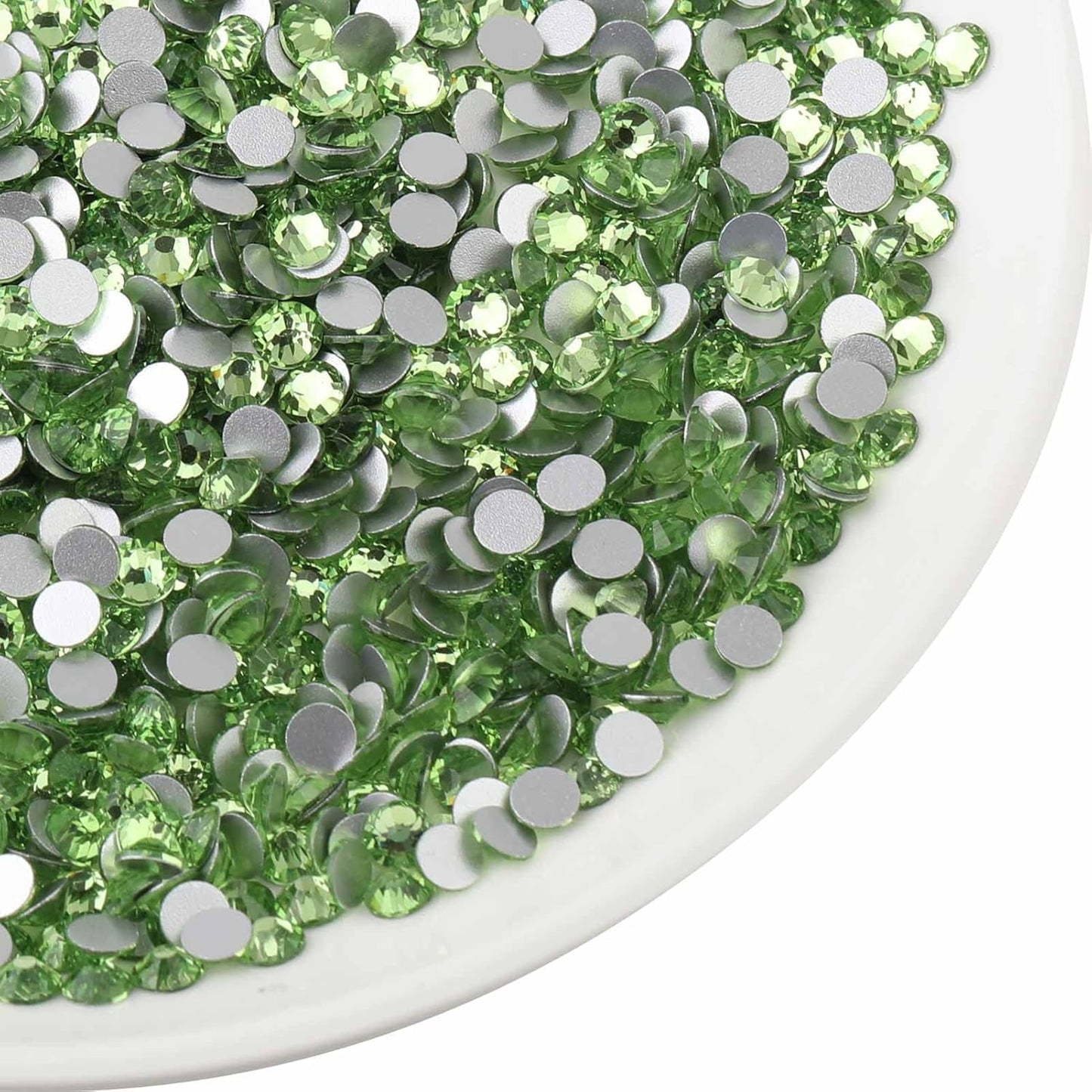 Beadsland 2880pcs Flat Back Crystal Rhinestones Round Gems for Nail Art and Craft Glue Fix,Light Green,SS4,1.5-1.7mm