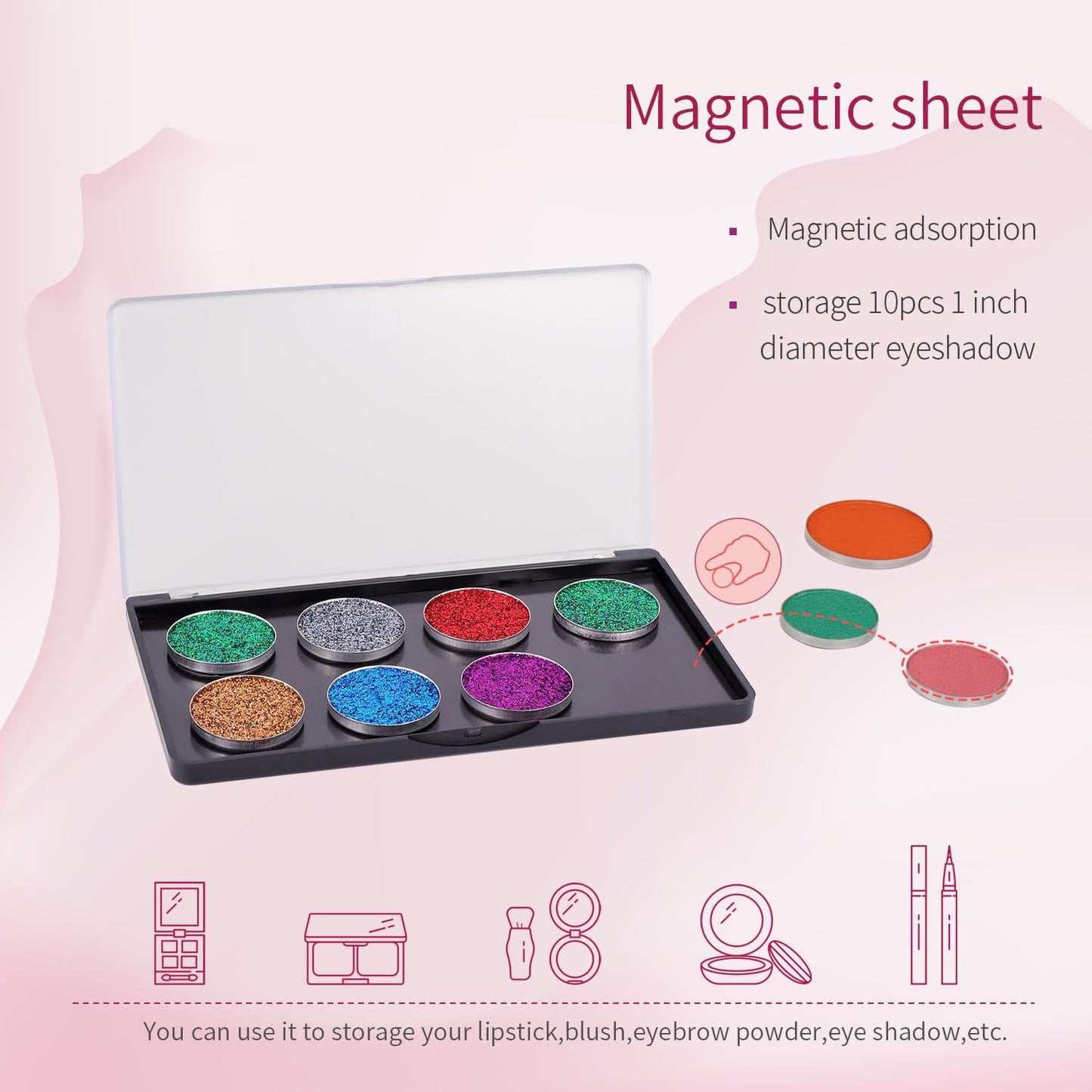 AJLTPA Magnetic Makeup Palette with Frosted Clear Top, 5 Pack Empty Eyeshadow Palettes depots Travel Storage Box for DIY Cosmetics Bronzer Highlights Powder (Small Palette - 5.5" x 3.1")