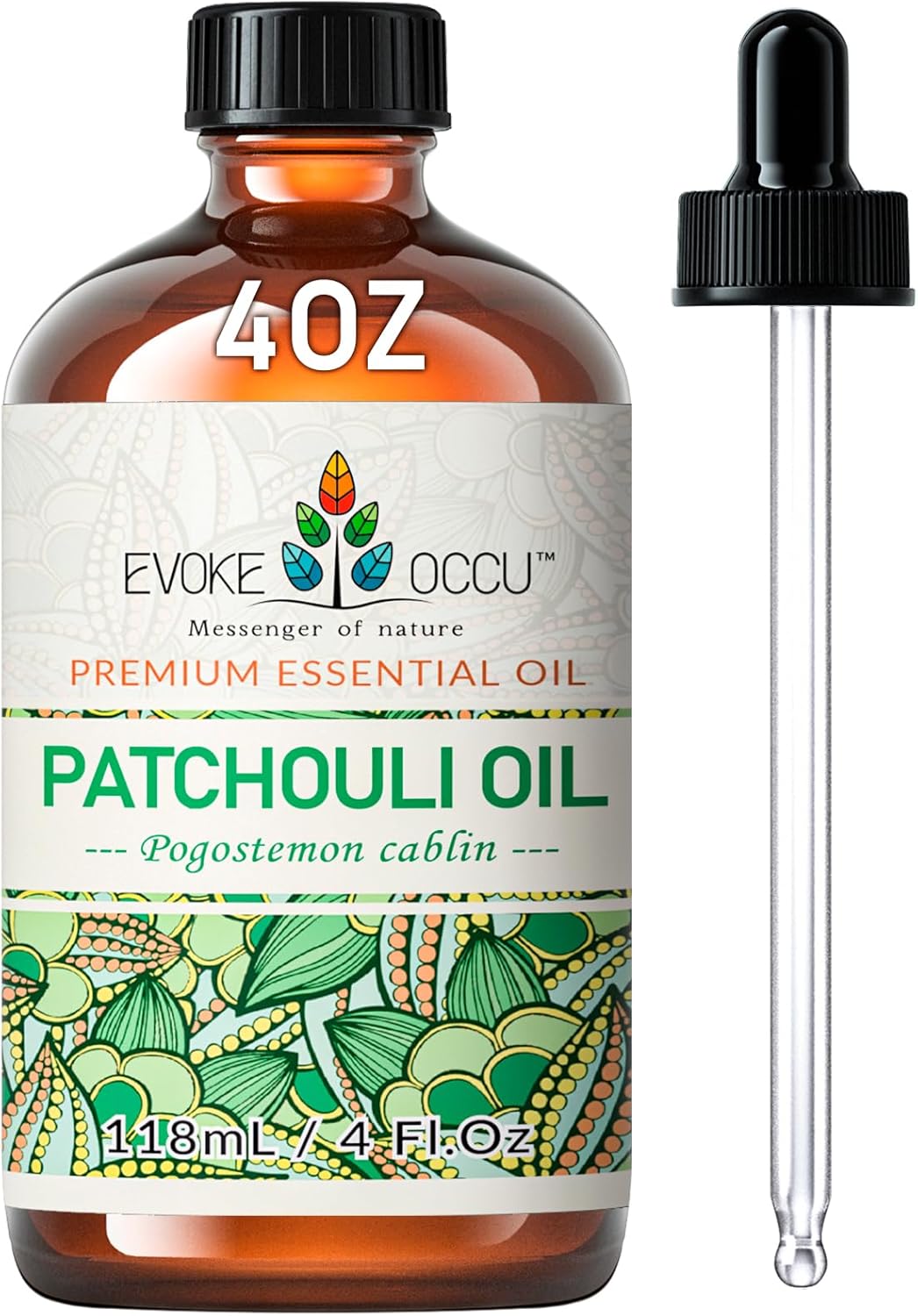 EVOKE OCCU Patchouli Essential Oil for Diffuser Skin Fragrance DIY Candle Soap Making - 4 FL Oz