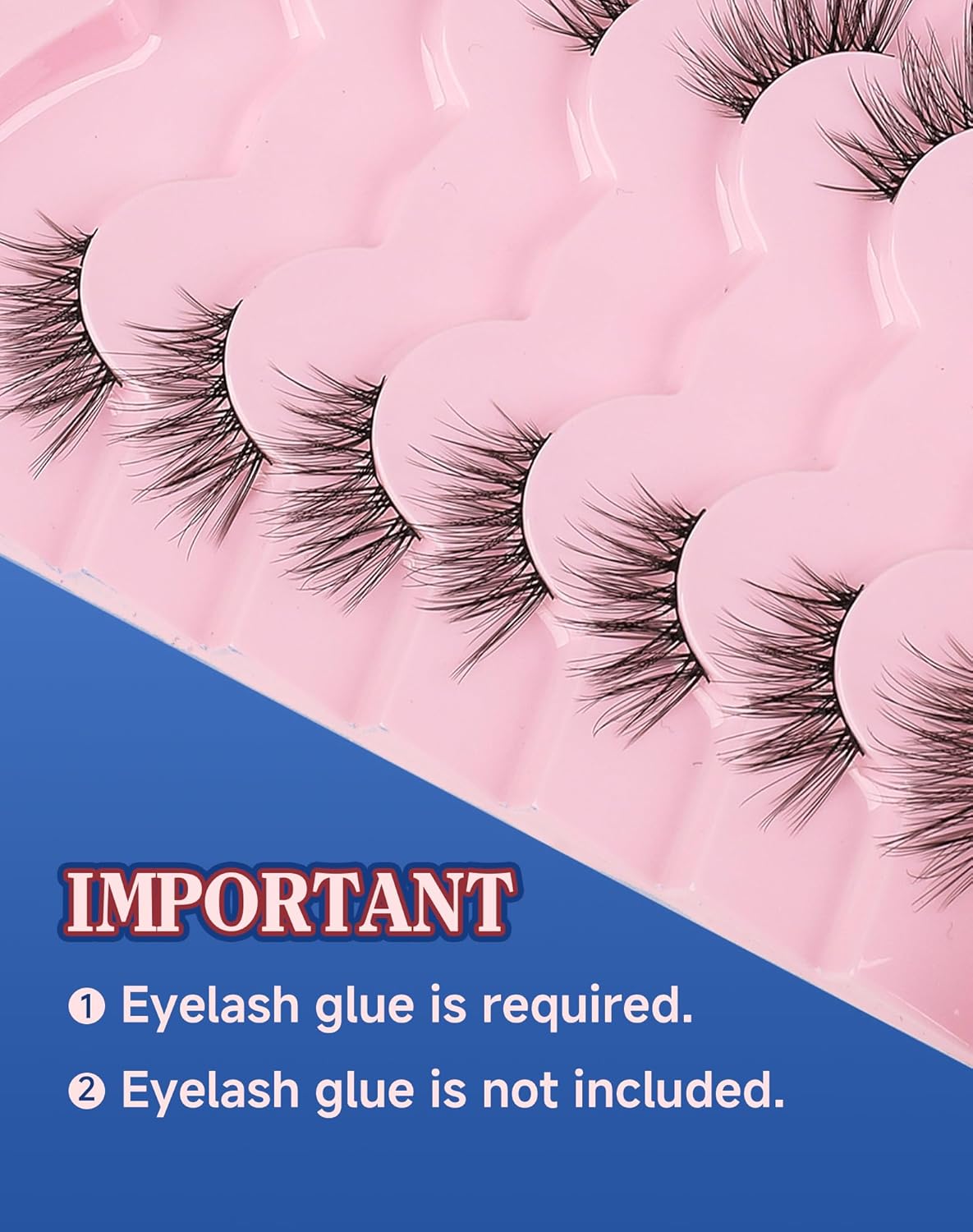 Half Lashes Natural Eyelashes 3/4 Wispy Lashes Natural Look Cat Eyelash False Corner Lash Long Strip Fluffy Pack 7 Pairs 16MM D18