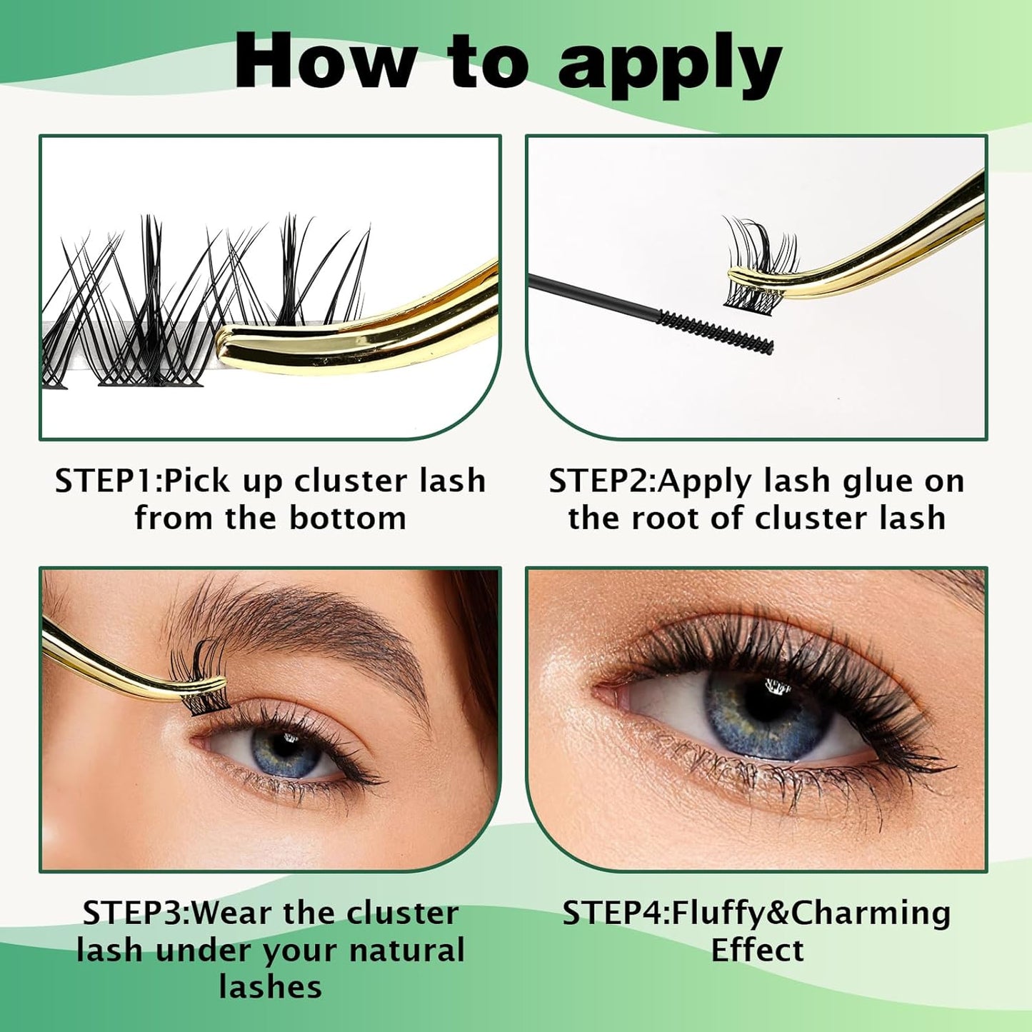 Lash Clusters,96 Pcs Cluster Lashes D Curl 12mm DIY Lash Extensions Eyelash Clusters,KEYYOU Volume Wispy Individual Lashes Soft&Comfortable Easy DIY at Home(Y09,D-12mm)