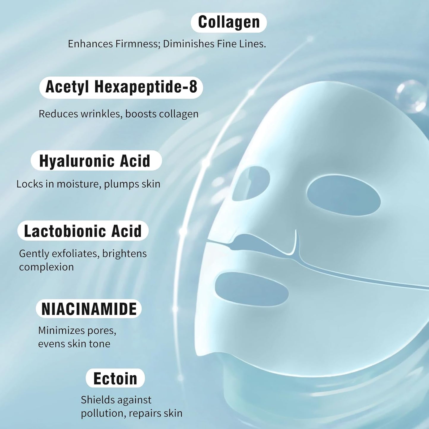 ISTON Overnight Collagen Face Mask - Intense Hydration & Anti-Aging - With 5 Hyaluronic Acids, Peptides & Plant Extracts - Reduce Fine Lines, Plump Skin, Minimize Pores -4Pack