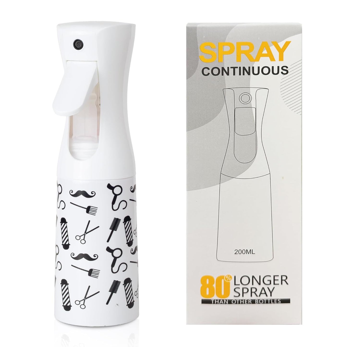 Spray Bottle for Hair (6.8OZ /200ML) Continuous Ultra Fine Mist Sprayer for Hair, Salons, Barber, Plants, Skin Care, Cleaning (Salon,1 Pack)