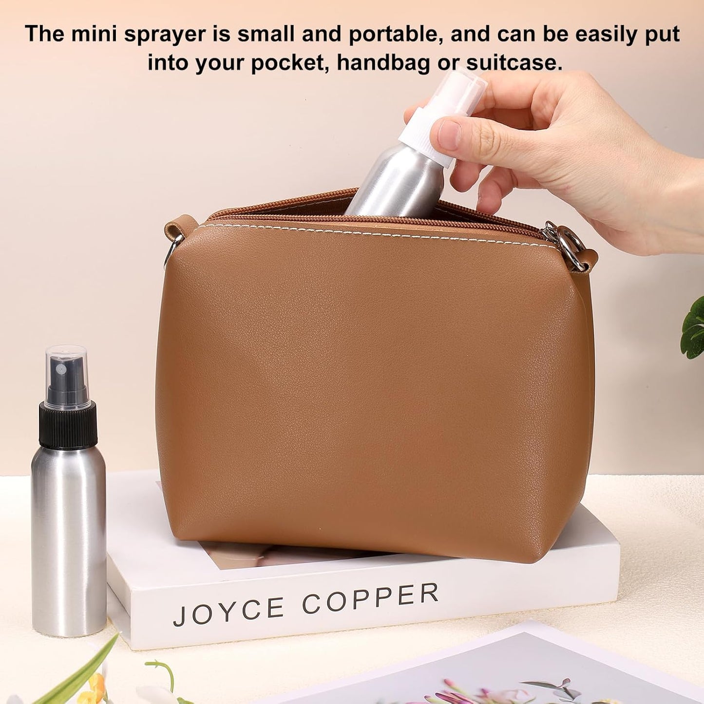 HARFINGTON Aluminum Fine Mist Spray Bottles 250ml/8.5oz Metal Small Liquid Alcohol Refillable Travel Container with Black Plastic Nozzle Cap for Perfume Skincare Cosmetic Storage Bottle