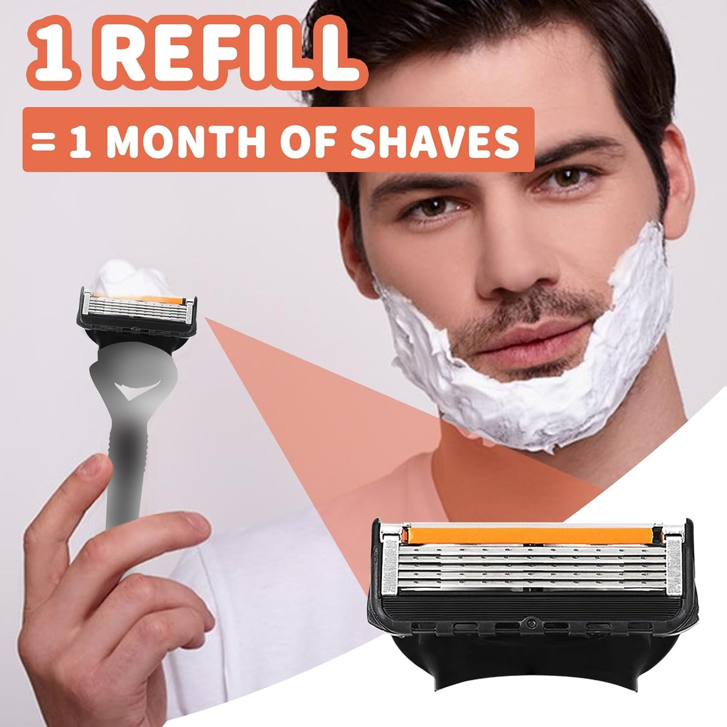 Men's 24-Count 5-Blade Razor Refill Cartridges - Compatible with ProGlide Flexball & Other Major Razor Systems - Premium Wet Shave Replacement Blades for Smooth, Precise Results - Bulk Value Pack