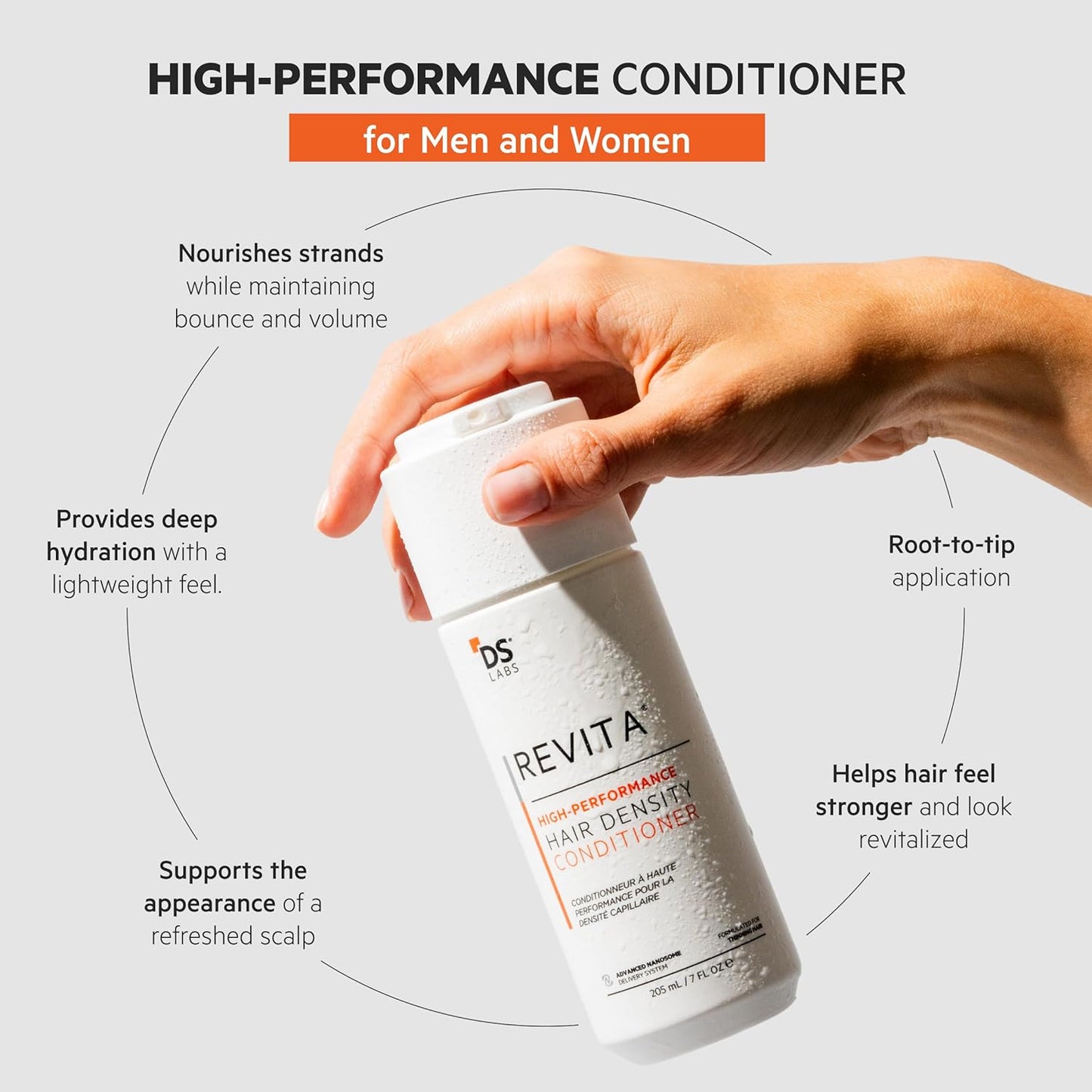 DS Labs Revita Conditioner Travel Size, 100mL - Lightweight, Scalp First Hydration for Fuller Looking, Softer Hair, Thickening Appearance, Sulfate & Silicone Free, Color Safe, For Men & Women