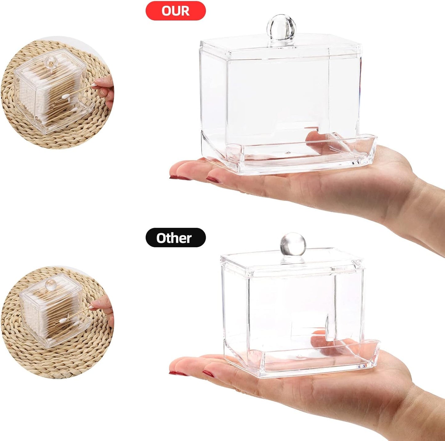 Tbestmax 10oz Qtip Holder Dispenser Big Clear Bathroom Organizer Accessories Decor for Storage-Qtips Cotton Ball Holder Apothecary Jars, Cotton Swabs, Floss Container