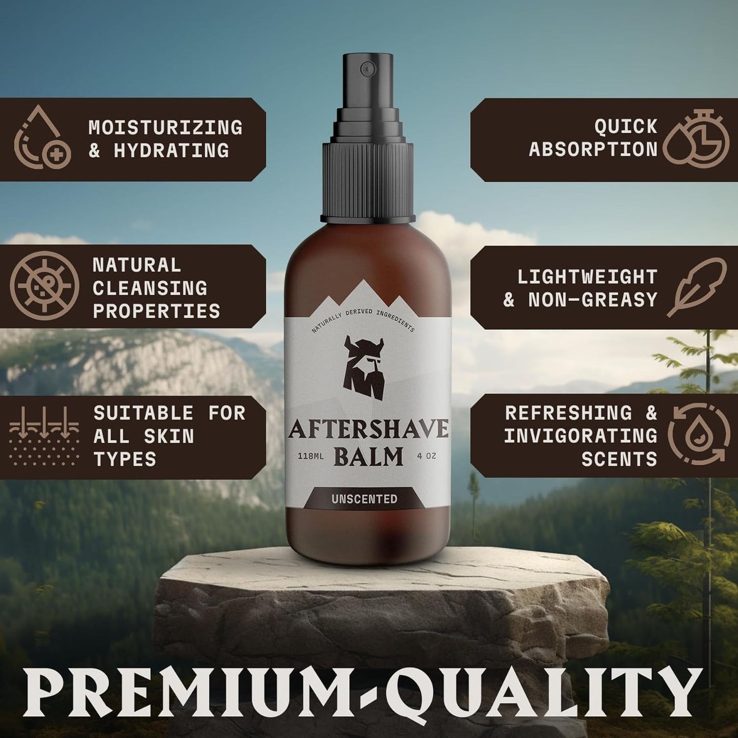 Striking Viking Aftershave Balm - 4 fl oz, Pack of 1, Fragrance-Free - Gentle Soothing & Unscented Aftershave for Men - All-Day Comfort & Shaving Balm Unscented