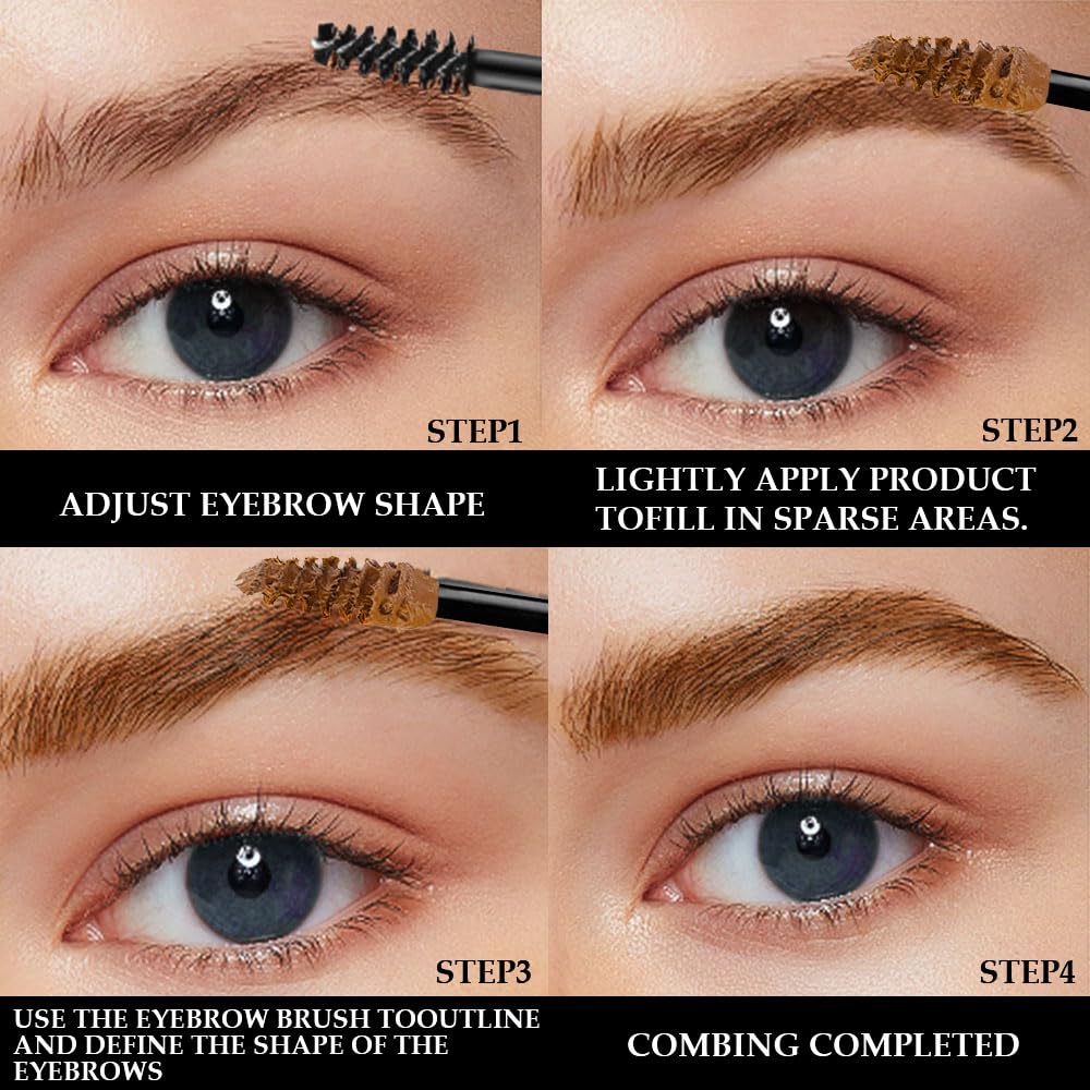 Tinted Thickening Brow Mascara,Brow Fast Sculpt,Waterproof, Transfer-proof, Brush to Fill in Eyebrows and Cover Gray Hairs - Cruelty Free (2pcs 03 Auburn &04 Rich Auburn)