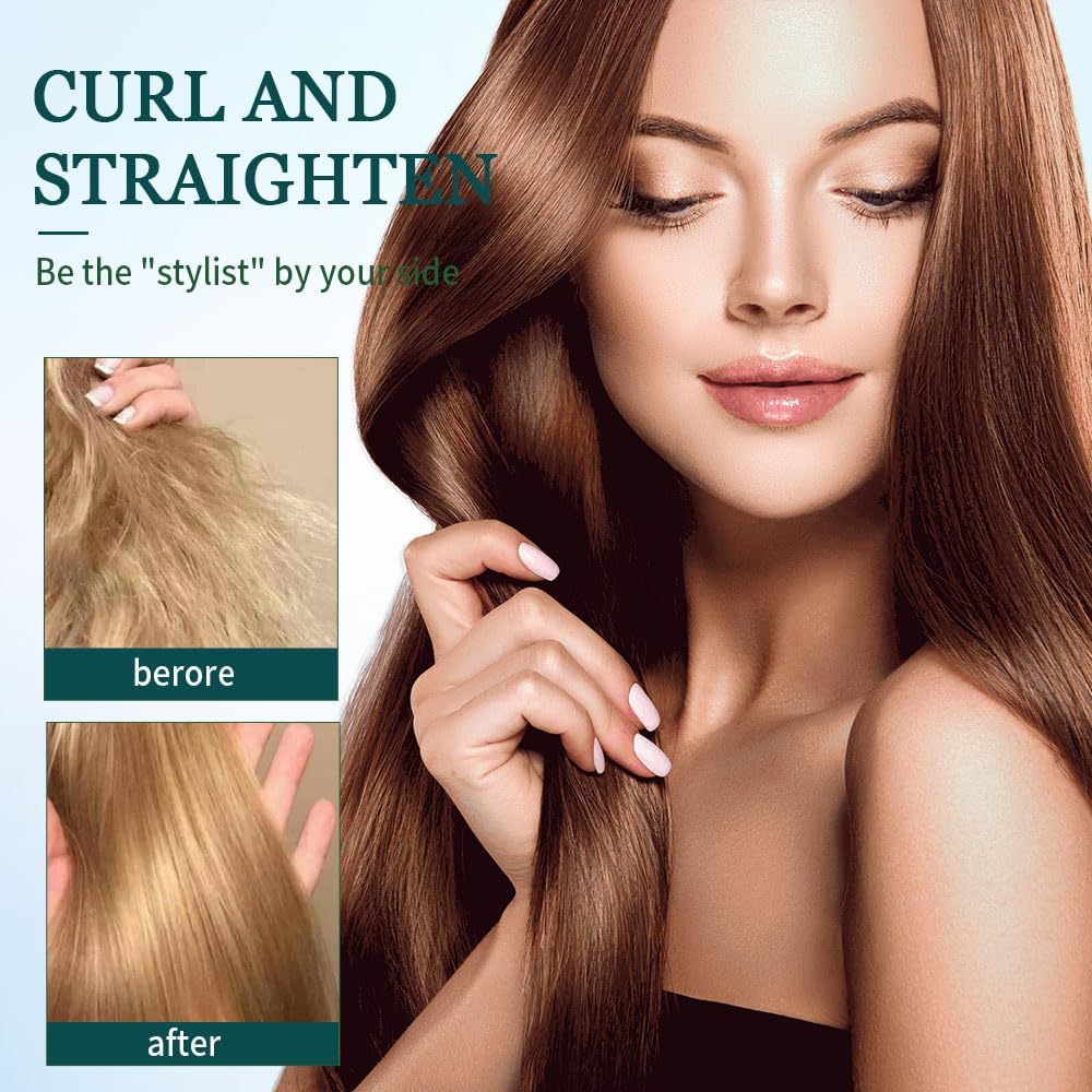 2025 New Mini Dual-Purpose Curling Iron, 2-in-1 Curling Wand Flat Iron Hair Straightener, Travel Curling Iron for All Hair Types (Light Green)