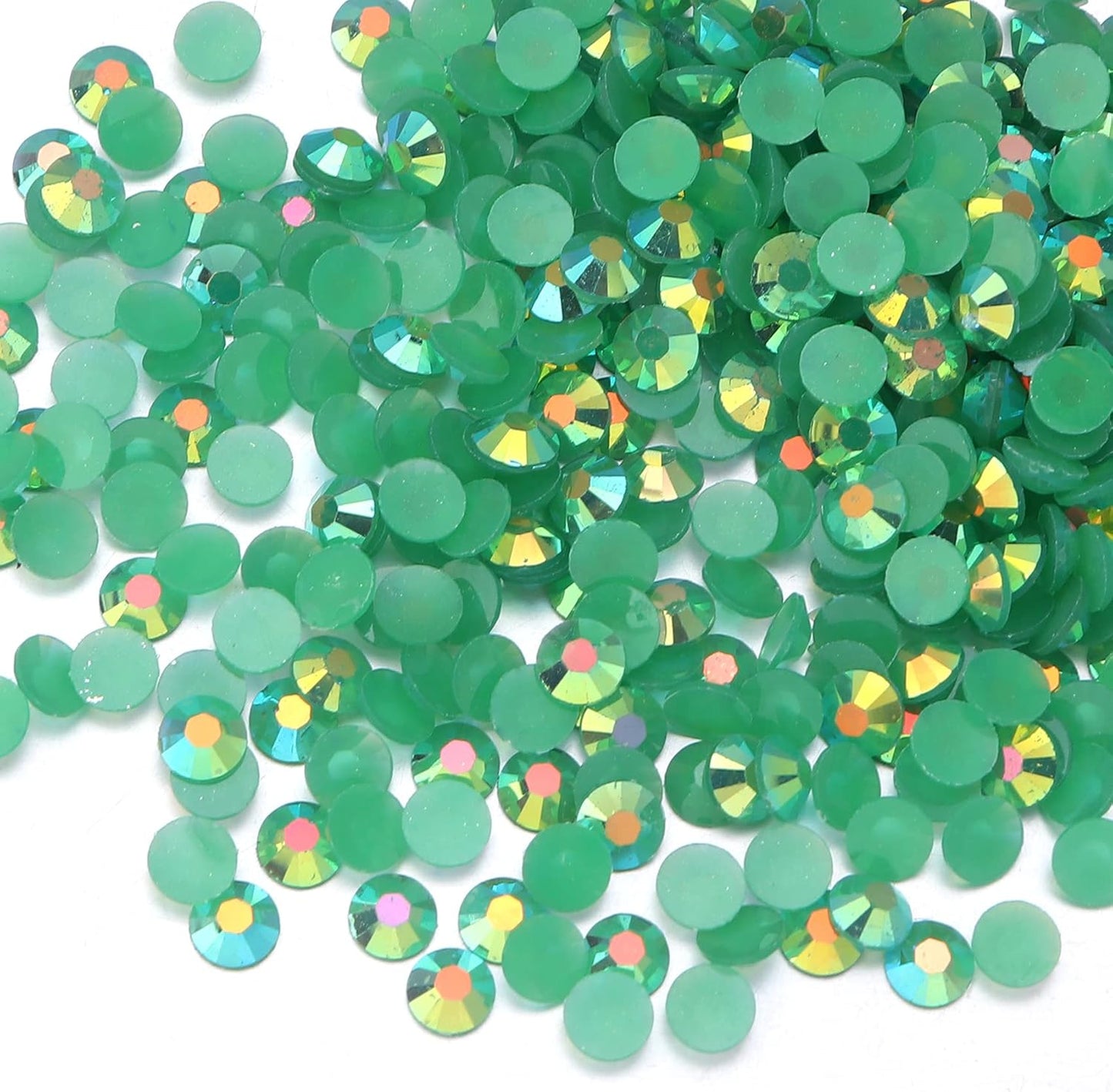 Multi Size 3mm 4mm 5mm Rhinestones Set for Nails Crafts Dark Green Non Hotfix Rhinestones Nail Gems Rhinestone Jelly AB&Round Flat Back Resin Rhinestone for Makeup Clothes Shoes Eyes Bottles Crafts