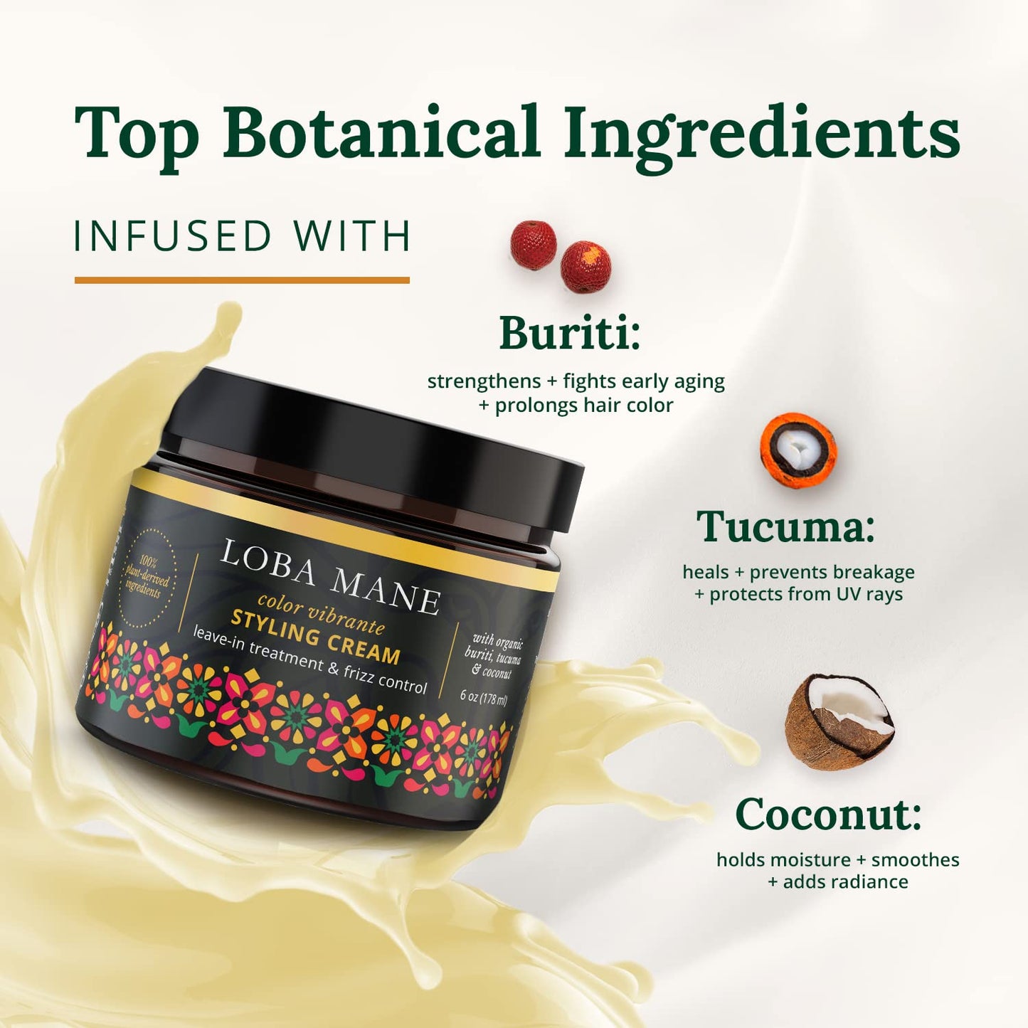 Curl Styling Cream – Anti Frizz & Heat Protection Curl Defining Cream - Nourishes and Hydrates - Color Safe, Vegan, Natural & Organic Curly Hair Cream (6oz)