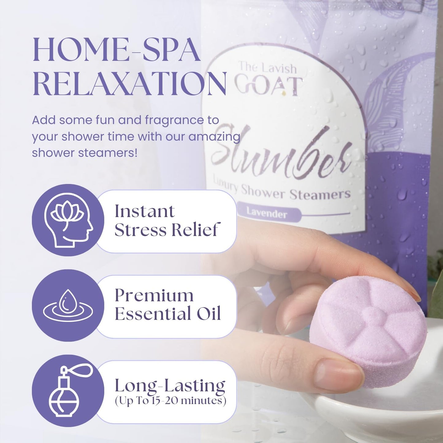 TLG Slumbers Shower Steamers Aromatherapy 7 Pack – USA Made with Extra Menthol, Lavender Essential Oil – Relaxing Shower Bombs for Sleep, Stress Relief & Spa – Gift for Men & Women