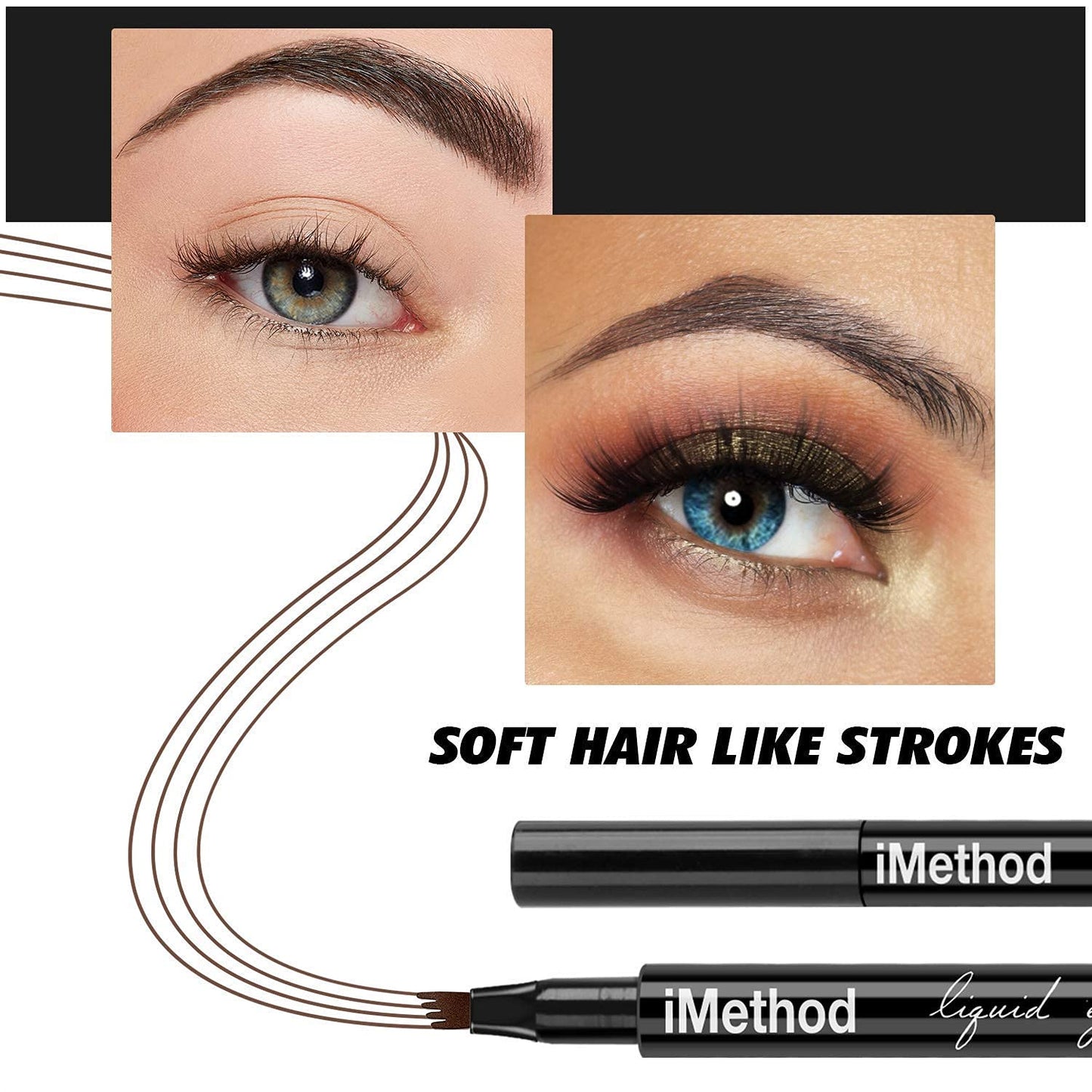 iMethod Eyebrow Pen - iMethod Eyebrow Pencil with a Micro-Fork Tip Applicator Creates Natural Looking Brows Effortlessly and Stays on All Day, Black