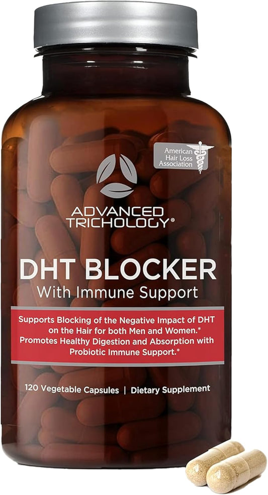Advanced Trichology DHT Blocker - Hair Growth Supplement for Genetic Thinning for Men and Women | Approved* by American Hair Loss Association - 120 Count (Pack of 1)