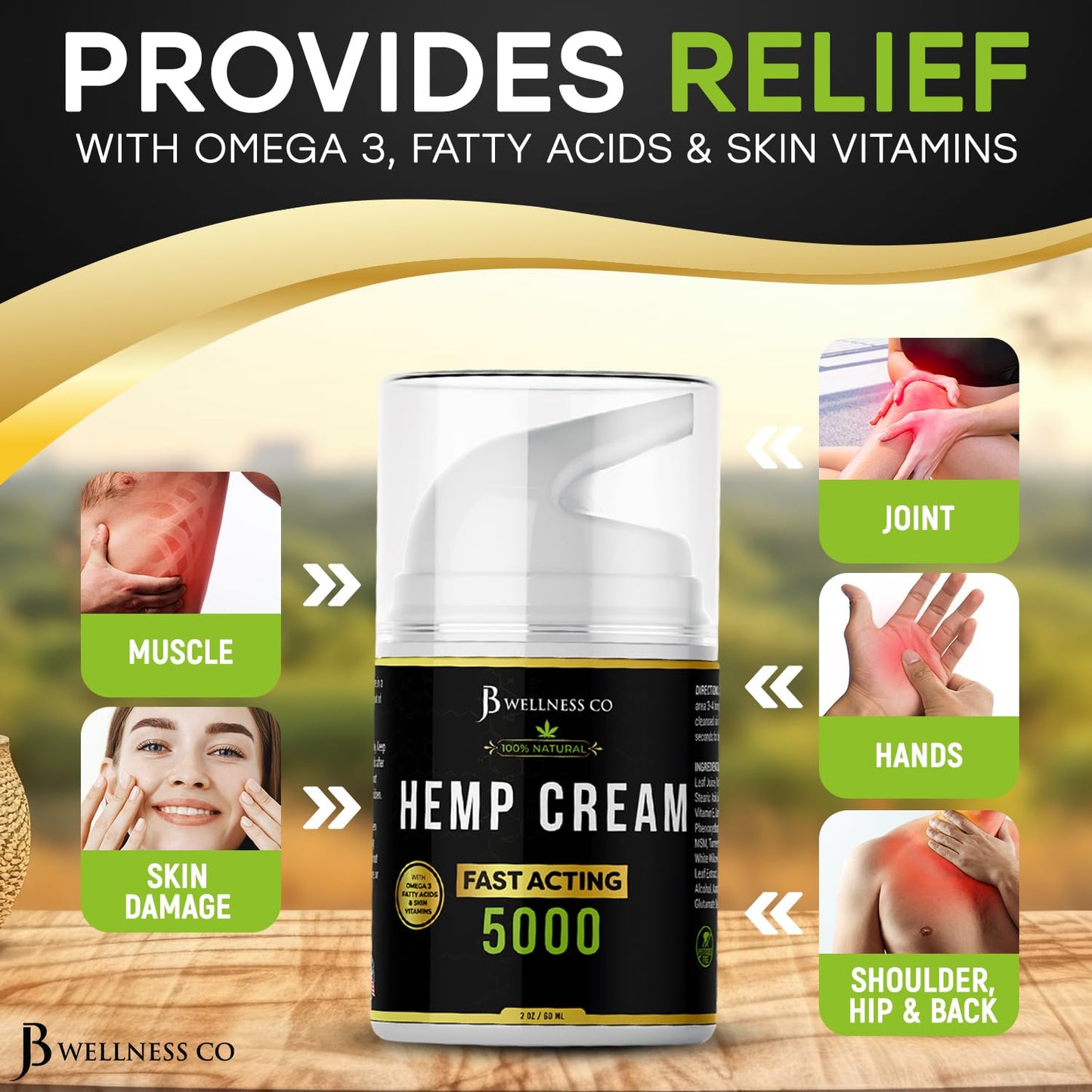 [2-PACK] Premium Hemp Cream -4oz- Hemp Extract Cream - Sore Muscles, Knees, Joints, and Lower Back- Made in USA [2-PACK]