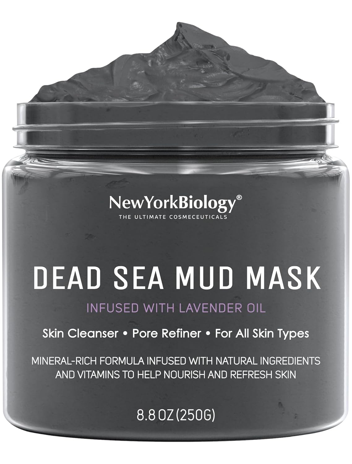 New York Biology Dead Sea Mud Mask for Face and Body | with Lavender | Spa Quality Pore Refiner for Oily Skin | Natural Skincare for Women & Men | Tighten Skin for A Healthier Complexion | 8.8 oz