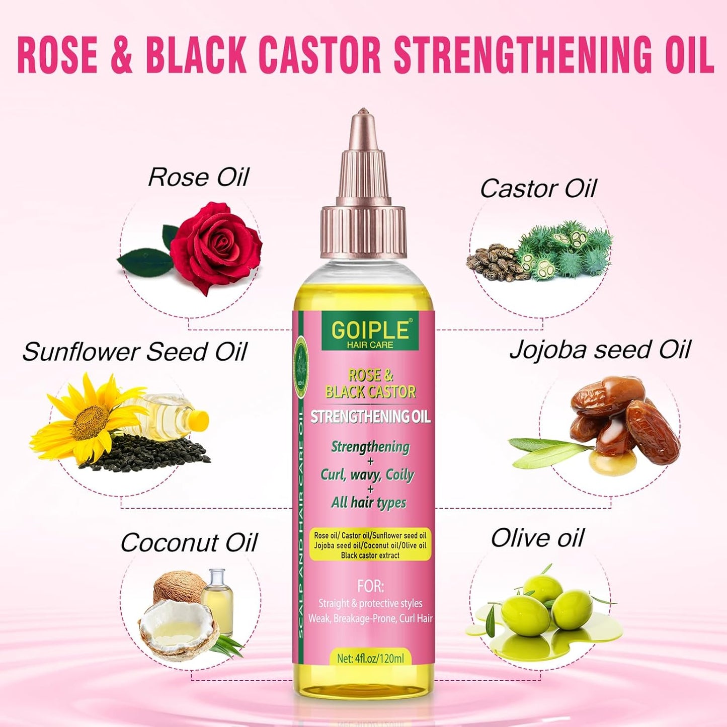 Edge Control Wax for Women Strong Hold - Edge Smoother Edge Wax Styling Gel Edge Control Wax for Black Hair - Rose & Castor Hair Oil for Hair Growth Strengthening Hair Oil Briad Bonnet Brush Set