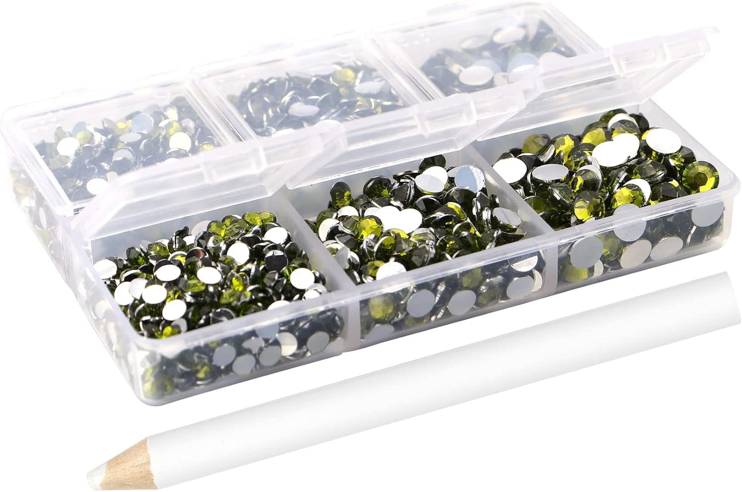 Multi Size 3mm 4mm 5mm Rhinestones Set for Nails Crafts Peridot Non Hotfix Rhinestones Nail Gems Rhinestone Round Flat Back Resin Rhinestone for Makeup Clothes Shoes Eyes Bottles Crafts