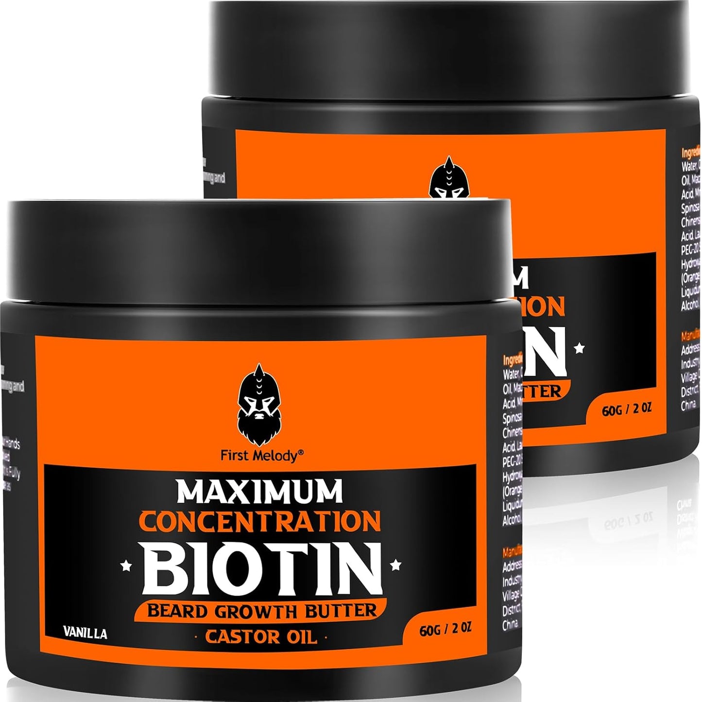 Beard Butter,Maximum Concentration Biotin,with Castor Oil and Argan & Jojoba Oils, Promotes Beard Growth, Styles, Strengthens & Softens Beards ,Unruly Beards While Relieving Itch,2 Ounce*2 (2 Pack)