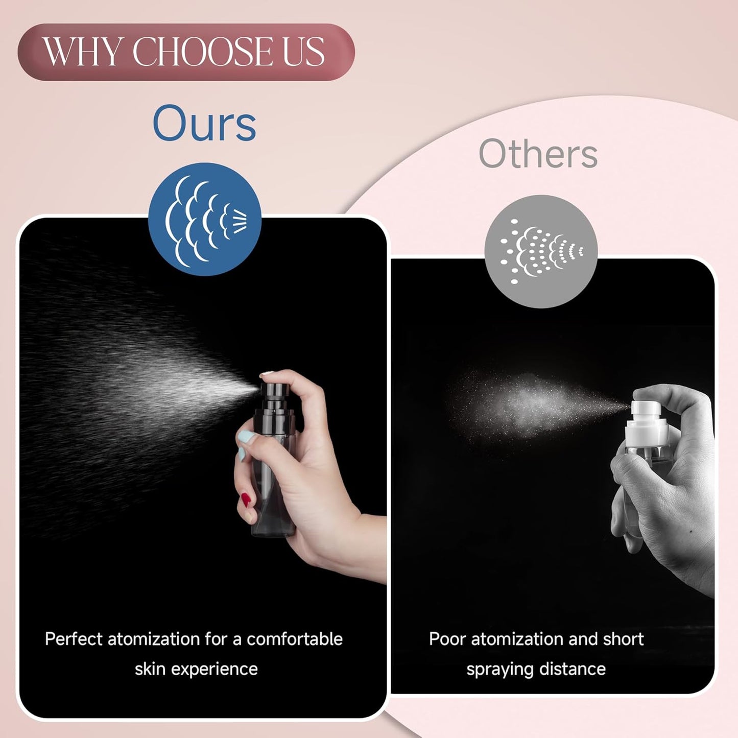 3Pack Small Spray Bottle, 2.7oz Black Plastic Fine Mist Mini Spray Bottles, Empty Refillable Travel Bottles for Hair, Cleaning, Salons, Planting, Skin Care