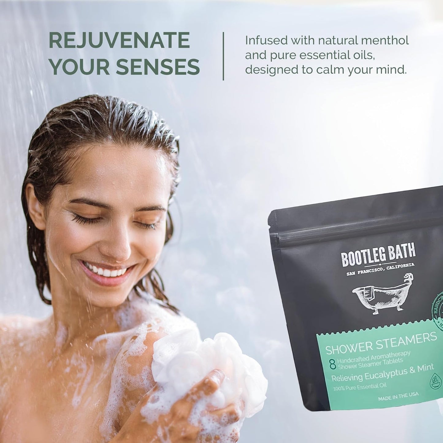 Shower Steamers Aromatherapy Eucalyptus and Mint 8 Pack, 100% Pure Essential Oil, All Natural, for Men and Women, Made in USA