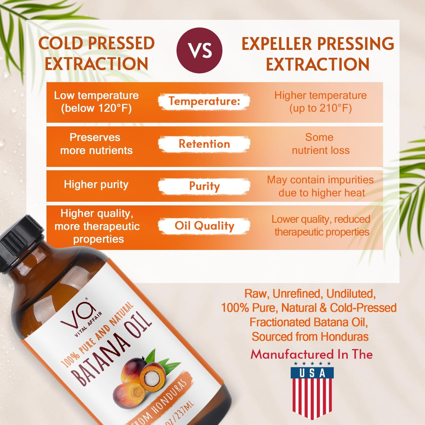 Batana Oil For Hair Growth-100% Raw Batana Oil From Honduras-Glass Bottle-Skin Hair Oil Rich In Essential Nutrients-Batana Hair Oil For Women & Men-For Strong & Shiny Hair-8 FlOz