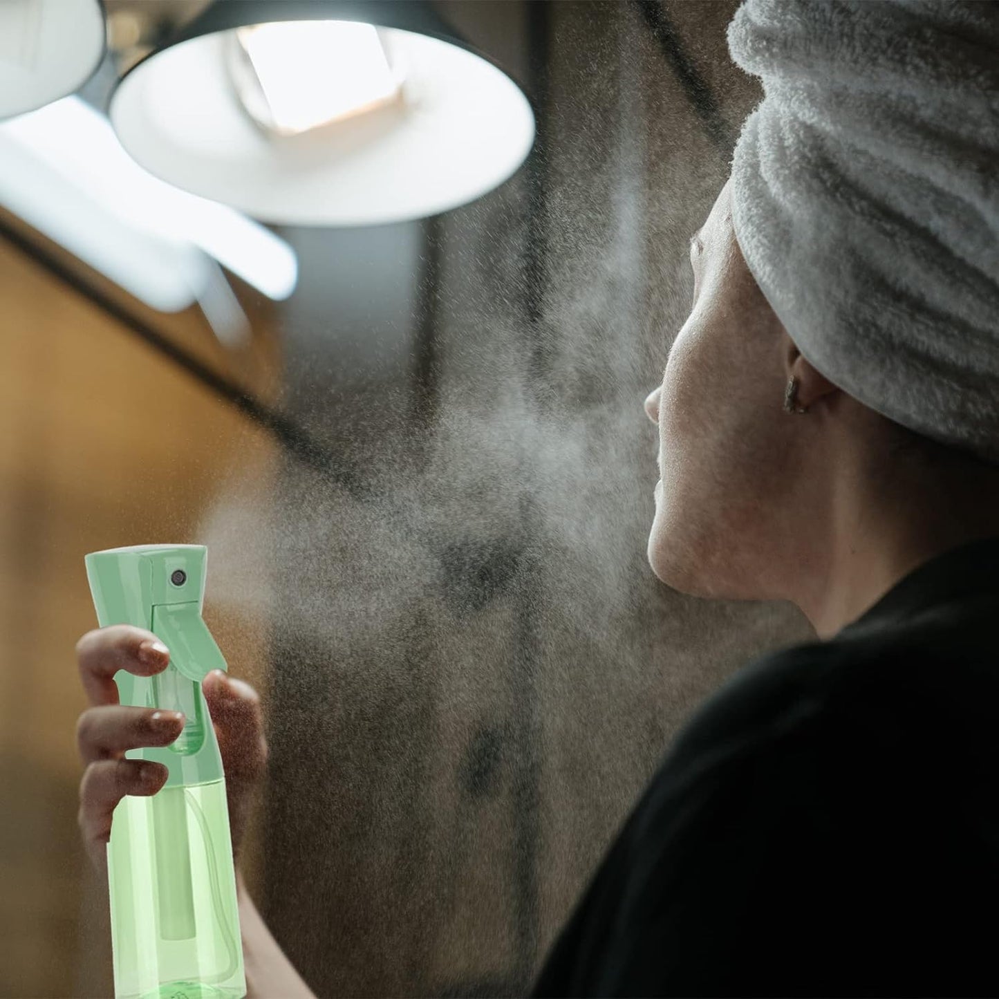 Spray Bottle for Hair (6.8OZ /200ML) Continuous Ultra Fine Mist Sprayer for Hair, Salons, Barber, Plants, Skin Care, Cleaning 1 Pack CLEAR Green