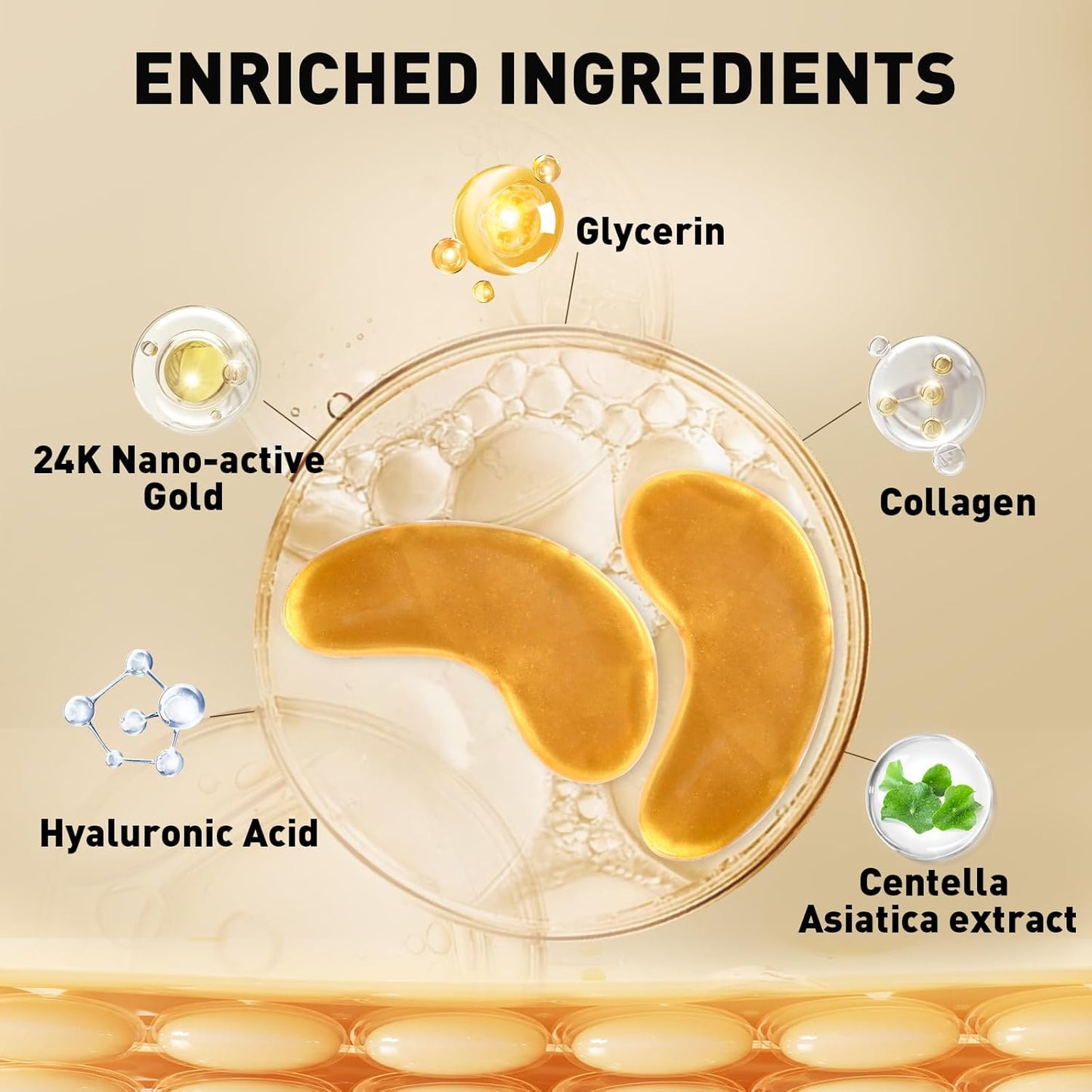 CHMI Under Eye Patches (100 Pairs) - 24K Gold Eye Patches for Puffy Eyes, Dark Circles, Eye Bags and Wrinkles, Collagen Skin Care Products, Beauty & Personal Care