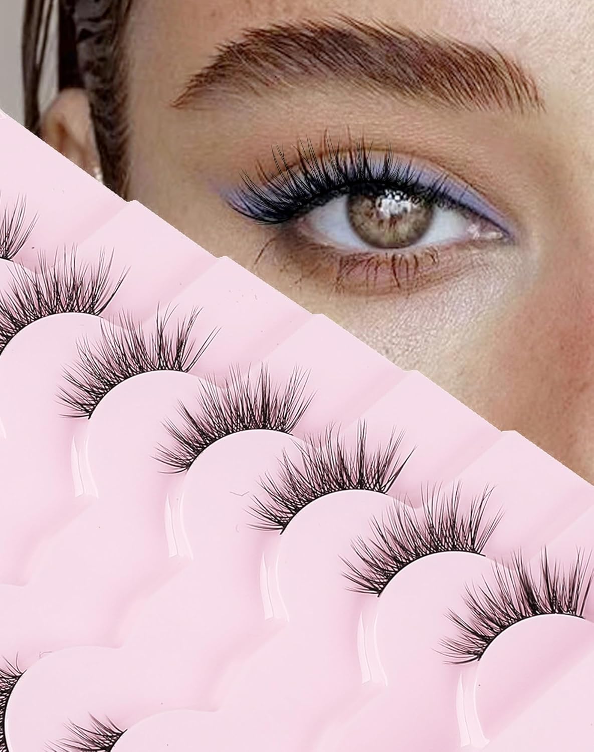 Onlyall Half Eyelashes Corner Lashes Natural Lashes Half Lashes Wispy End Lashes Corner Eyelashes 3/4 Lashes 7 Pairs C19