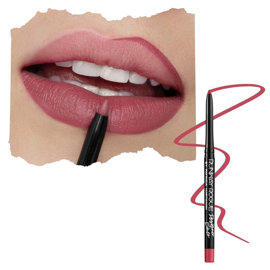 Runway Rogue Designer Liner Lip Pencil, Matte Muted Raspberry Lip Liner Pencil and Lip Liner Sharpener, ‘Open Call’