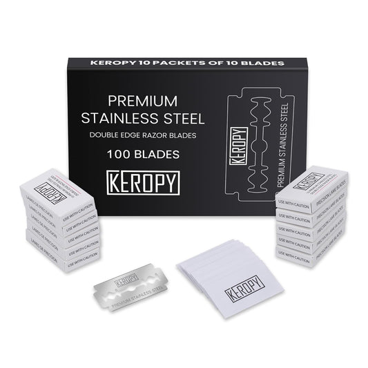 100 Safety Razor Blades - Super Sharp Stainless Steel & Lifetime Supply for Smooth Shaving, Individually Wax-Sealed, Universal Razor Compatibility