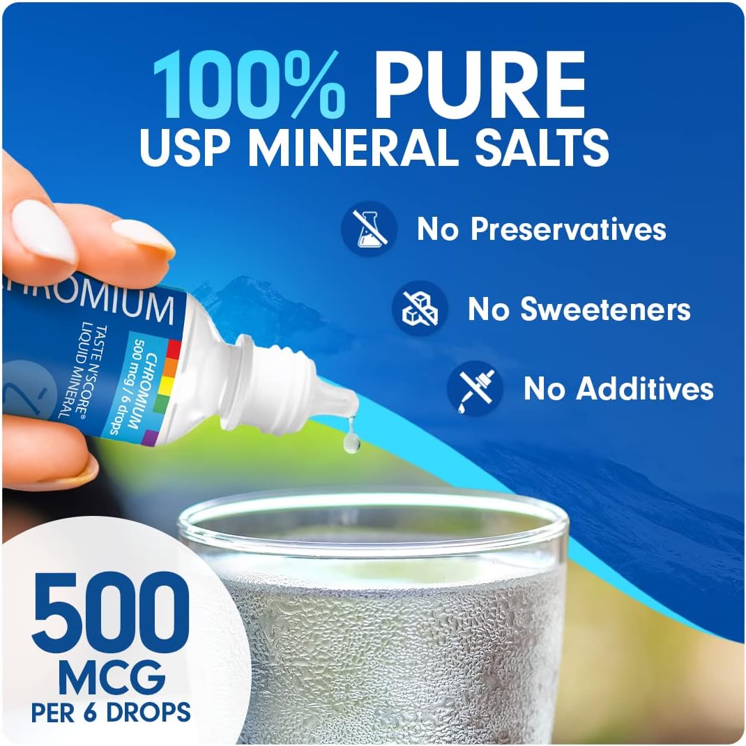 Taste N' Score Chromium Liquid Ionic Mineral Supplement; 100% Pure; 500 mcg; 118 Servings