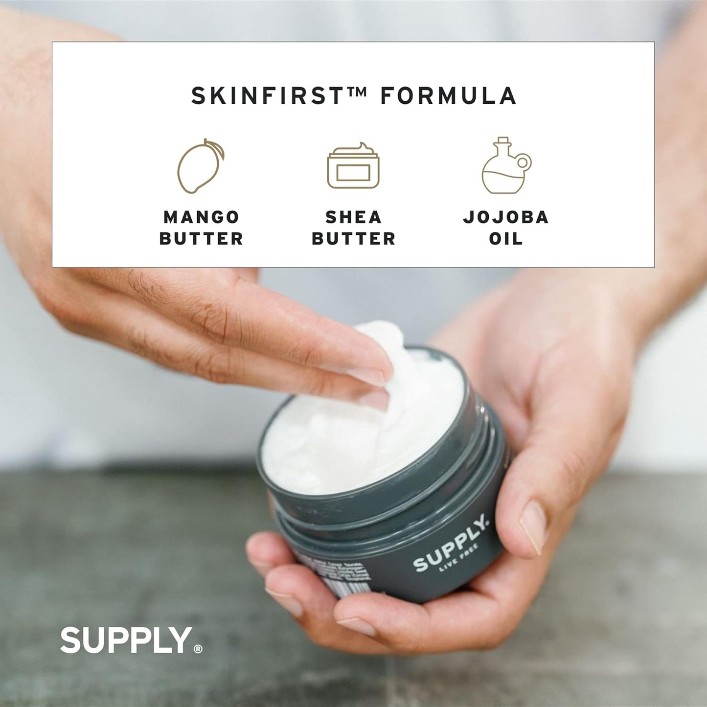 SUPPLY Ultra Lather Shaving Cream Black Pepper & Fir - Hypoallergenic Formula for Men - 3.4 Oz Jar - Naturally Soothes and Protects, Guards Against Razor Burn and Irritation