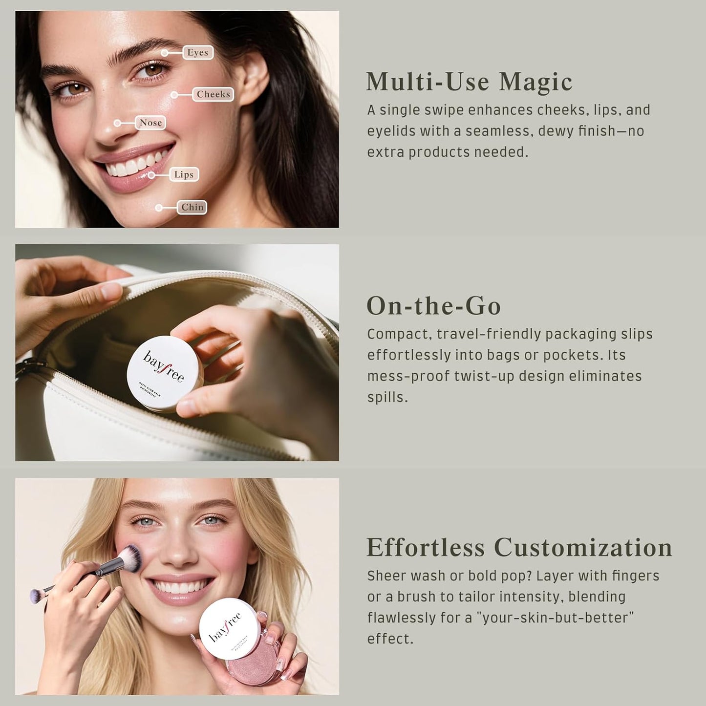 Multi Glow Balm Set, Cream Blush with Double-ended Brush, Radiant Finish, Hydrating, Creamy, Radiant Finish, Lightweight & Blendable Color, Face Balm