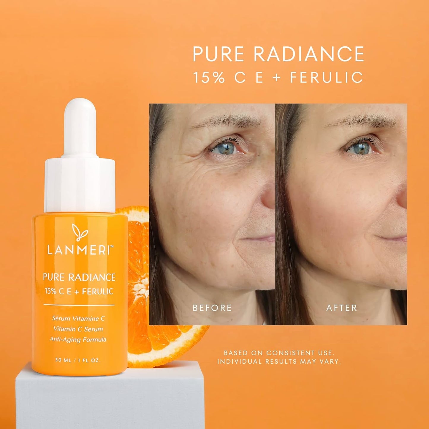 Vitamin C Serum With Ferulic Acid: CE Ferulic Face Serum With 15% Ascorbic Acid, Vitamin E, Hyaluronic Acid - Vit C Serum for Deep Hydration, Brightening, Anti-aging, Anti Wrinkle, Skin Repair 1 Fl Oz