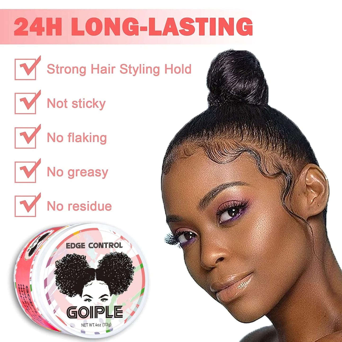 Edge Control Wax for Women Strong Hold Non-greasy Edge Control Smoother Edge Wax, Edge Wax Styling Gel Edge Control for Black Hair No Flaking, White Residue, Shine and Smooth (edge control-6pcs)