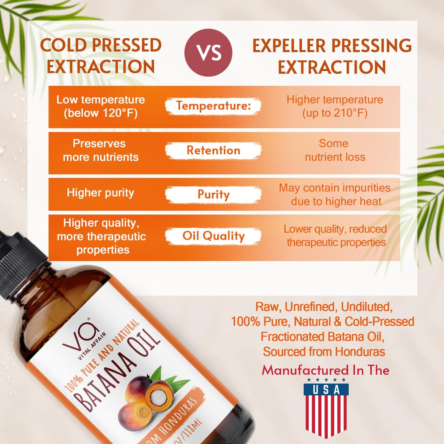 Batana Oil-Hair Growth Oil-4 Fl Oz-Glass Bottle-Cold Pressed-100% Raw-Dr Sebi Recommended-Essential Nutrients-For Women & Men