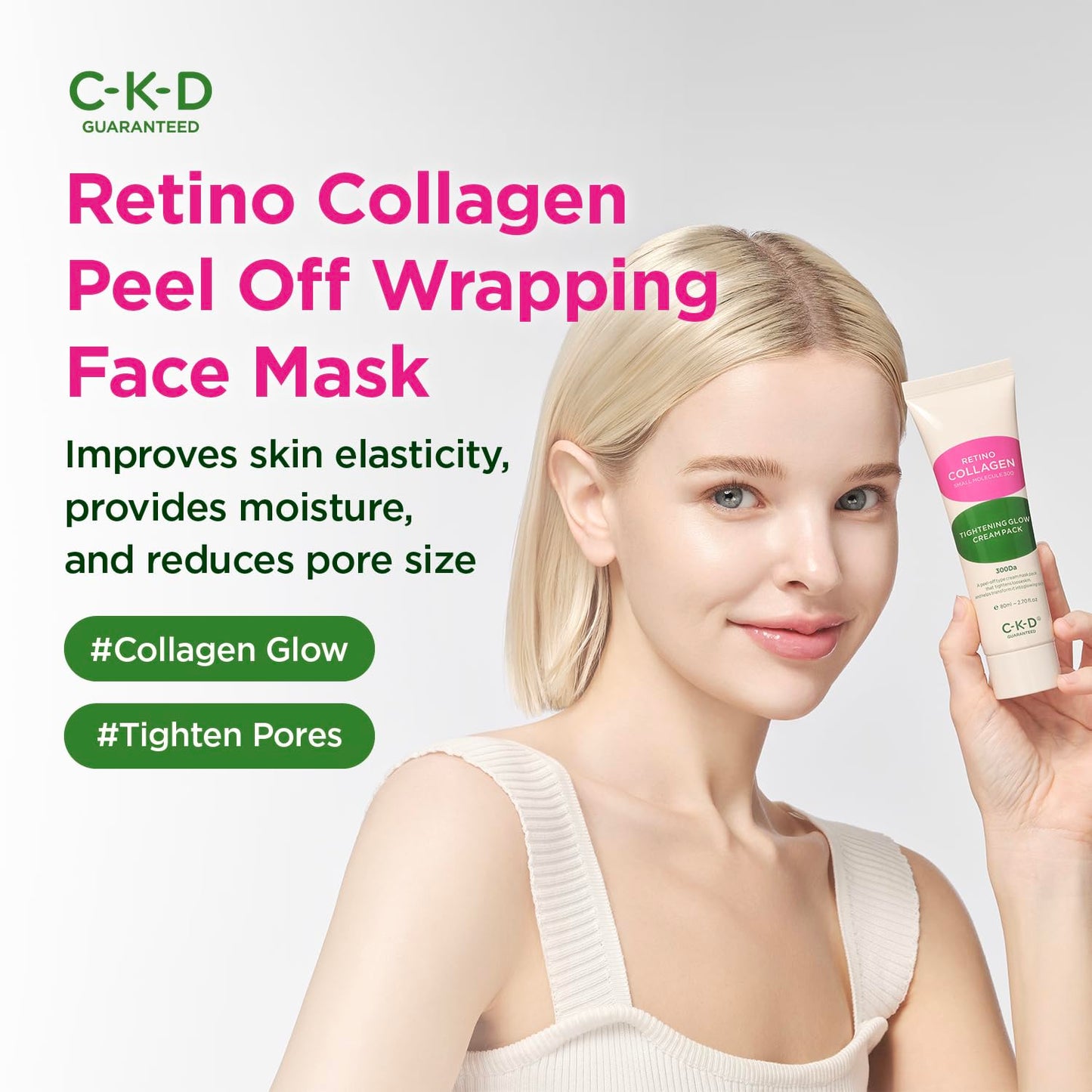 CKD Retino Collagen Creamy Face Mask - Peel-Off Wrapping Mask for Glowing Glass, Pore Tightening, Firming & Elasticity. Low-Molecular Collagen for Deep Absorption. Korean Skin Care. 2.7 fl oz