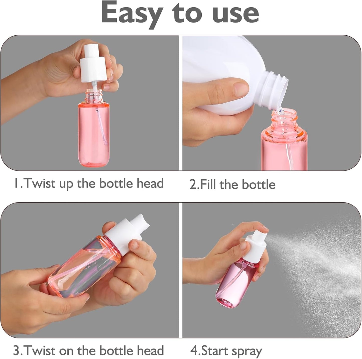 Aeibxiy Small Spray Bottles Travel Size 1.35oz 40ML, Fine Mist Plastic Spray Bottles, Refillable Empty Spray Bottle for Toners, Perfume, Face& Hair Spray