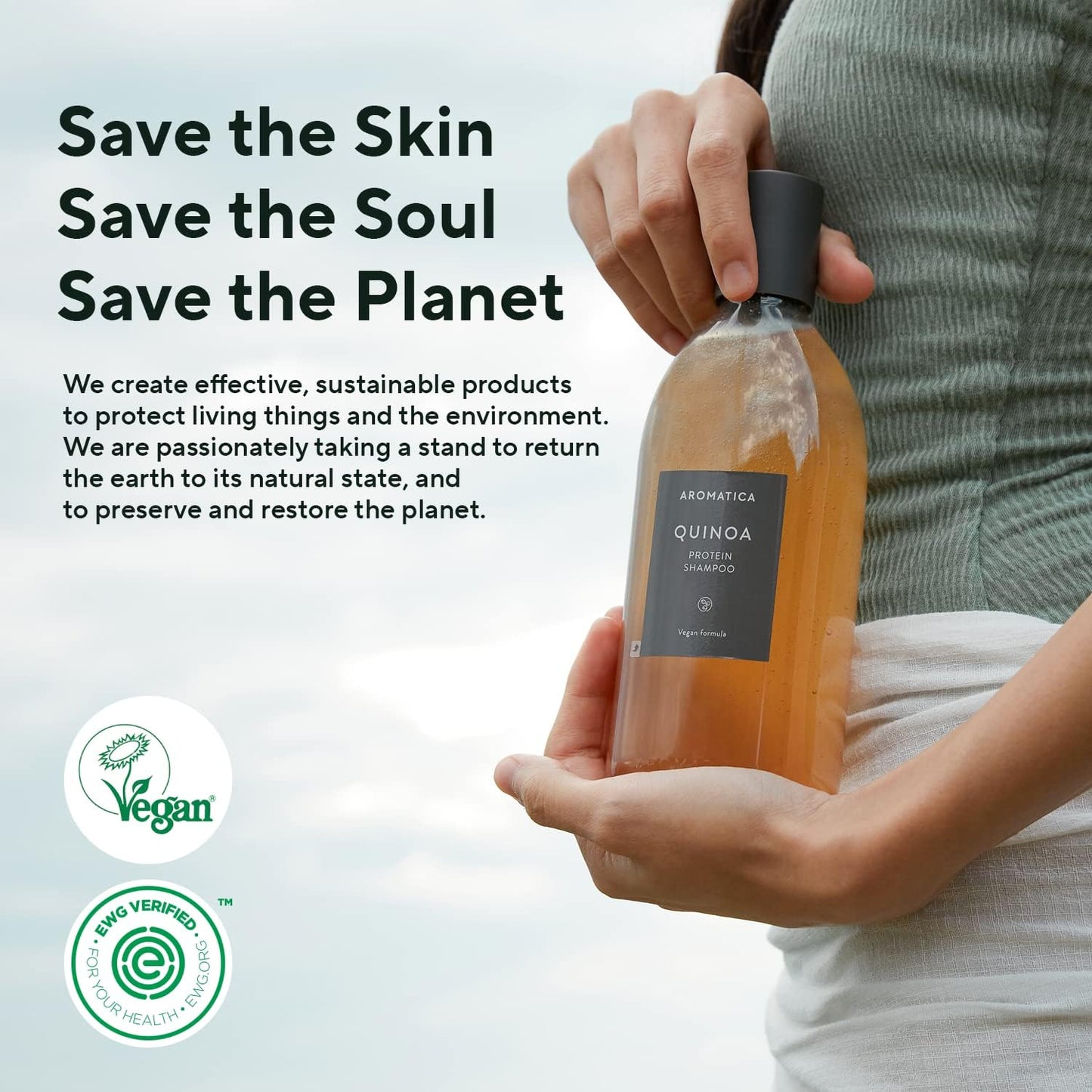 AROMATICA Quinoa Protein Shampoo 13.53 oz / 400ml – Provides Protein and Nourishment to Extremely Damaged Hair- Free from Sulfate, Silicone