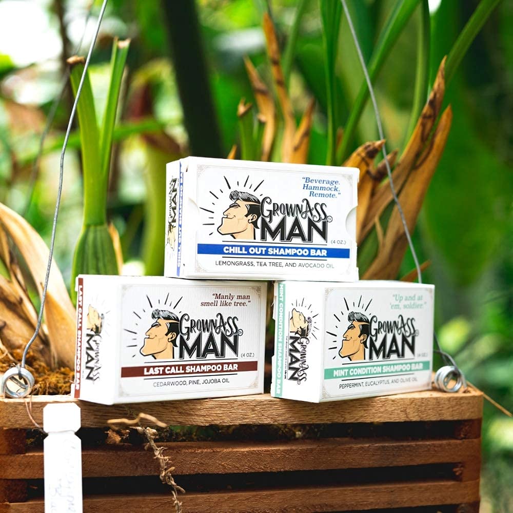 Solid Shampoo Bar Rich Lather 3 in 1: Hair, Beard & Body Wash - Plastic Free & Eco-Friendly, Natural & Organic Clean for All Hair Types, 4oz Bar (Variety, 3-Pack)