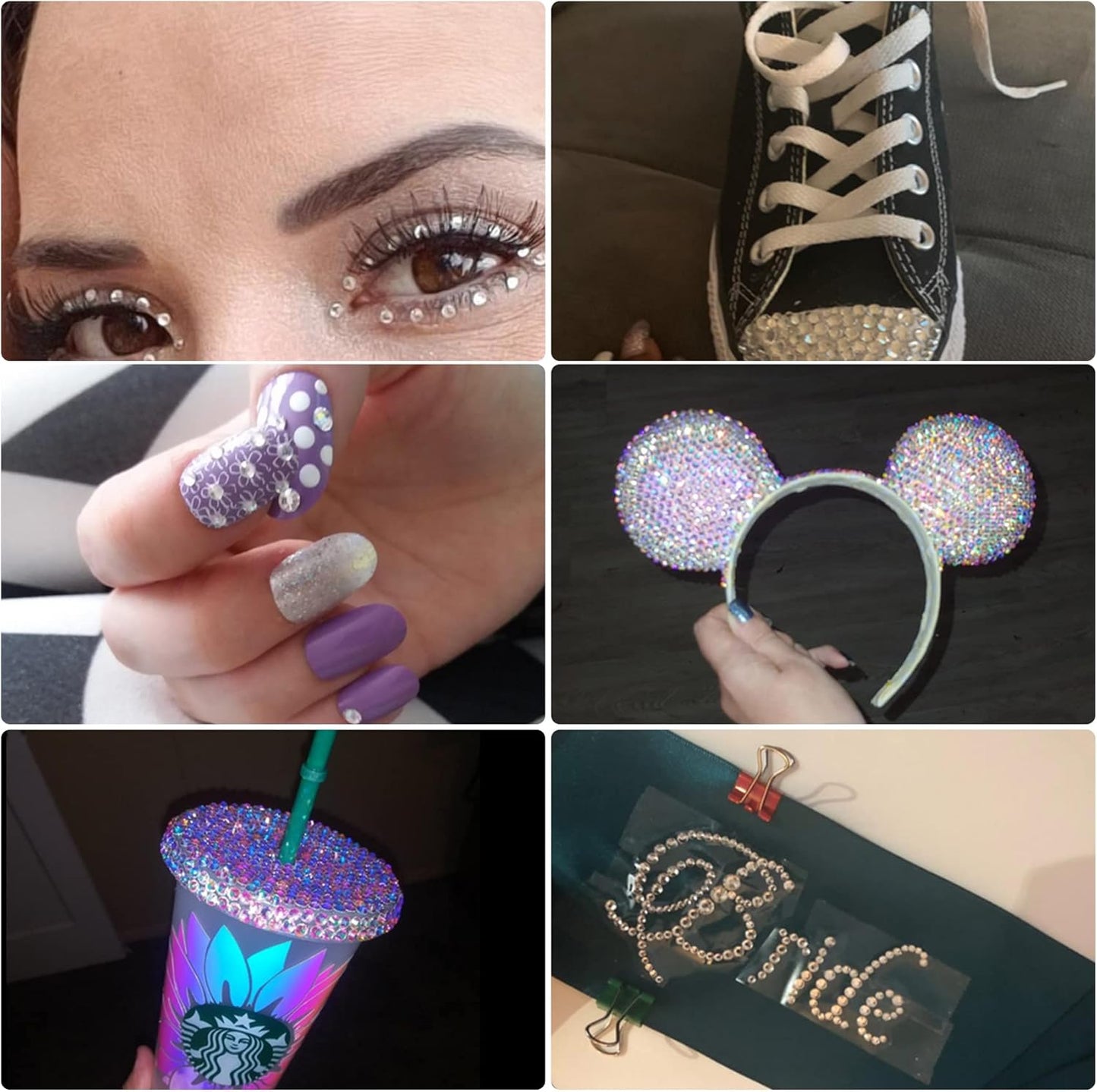 Multi Size 3mm 4mm 5mm Rhinestones Set for Nails Crafts Champagne Non Hotfix Rhinestones Nail Gems Rhinestone Jelly AB&Round Flat Back Resin Rhinestone for Makeup Clothes Shoes Eyes Bottles Crafts