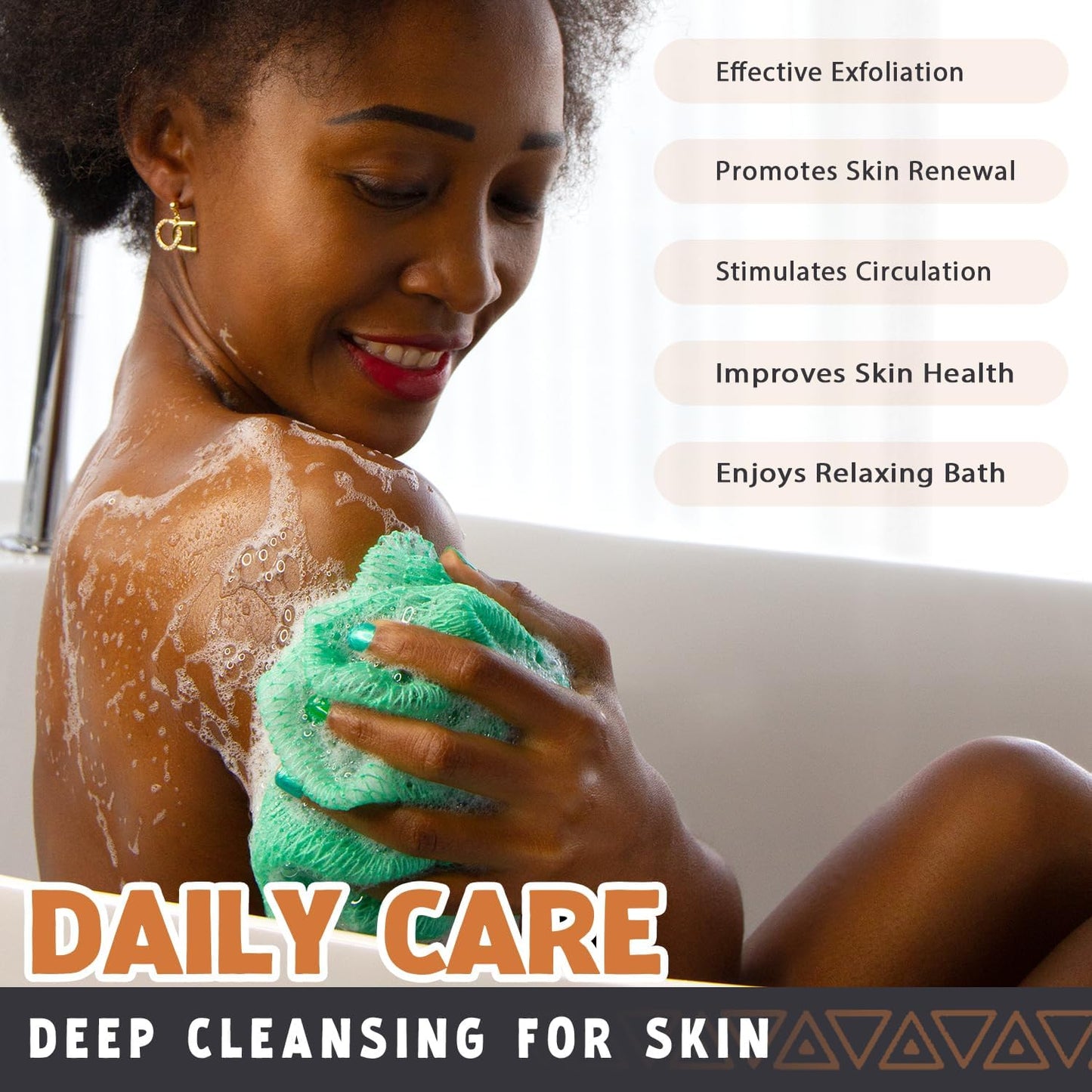 African Net Sponge Authentic - 2 Pieces Real African Exfoliating Sponge with Knots - Afro Back Scrub Net for Body Exfoliator - Bath Loofah Washcloth for Shower Essentials